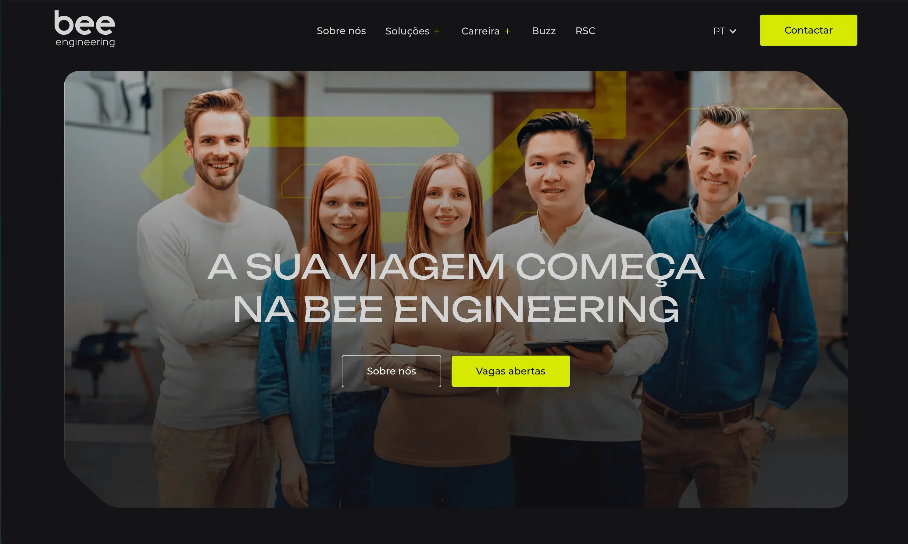 Página de carreira do site da Bee Engineering